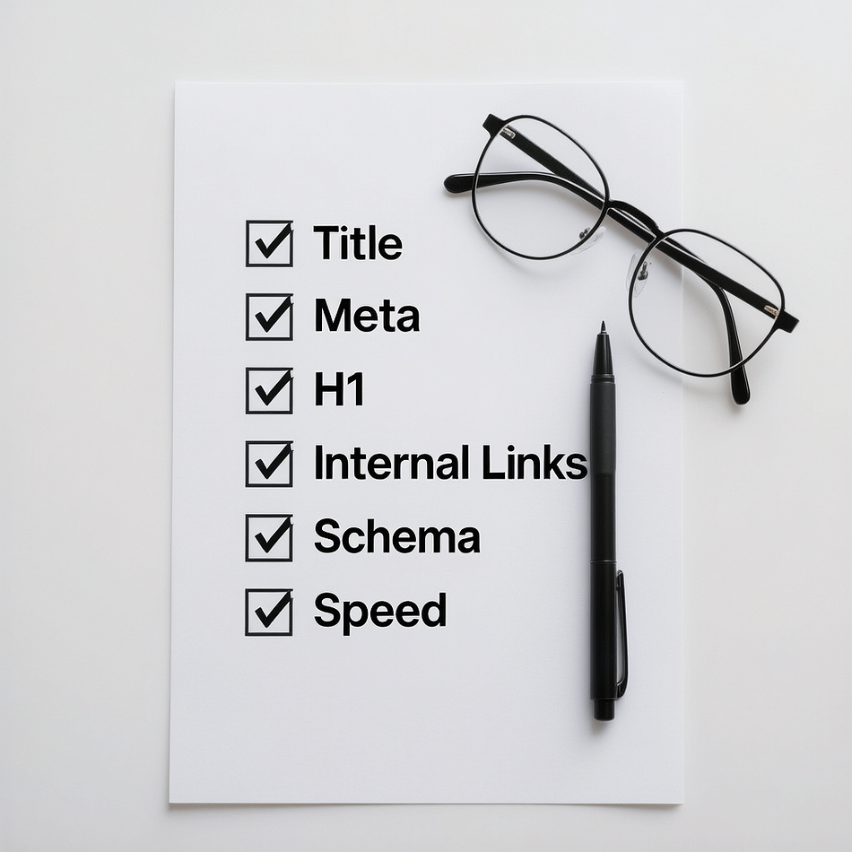 SEO Checklist - On Page, Technical, Off Page SEO checklist covering on page, technical, and off page tasks